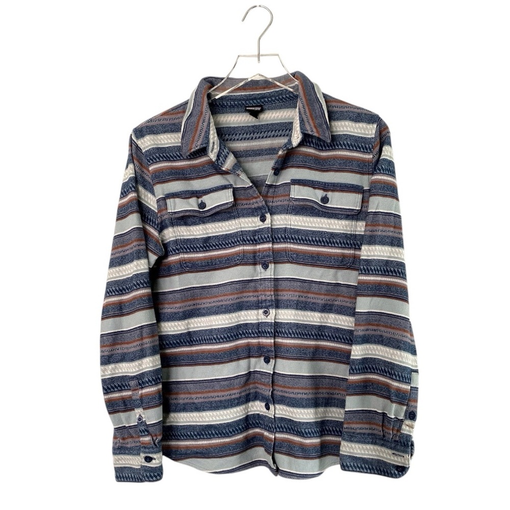 PATAGONIA Fjord Organic Cotton Flannel Gaucho Stripe Long Sleeve Shirt